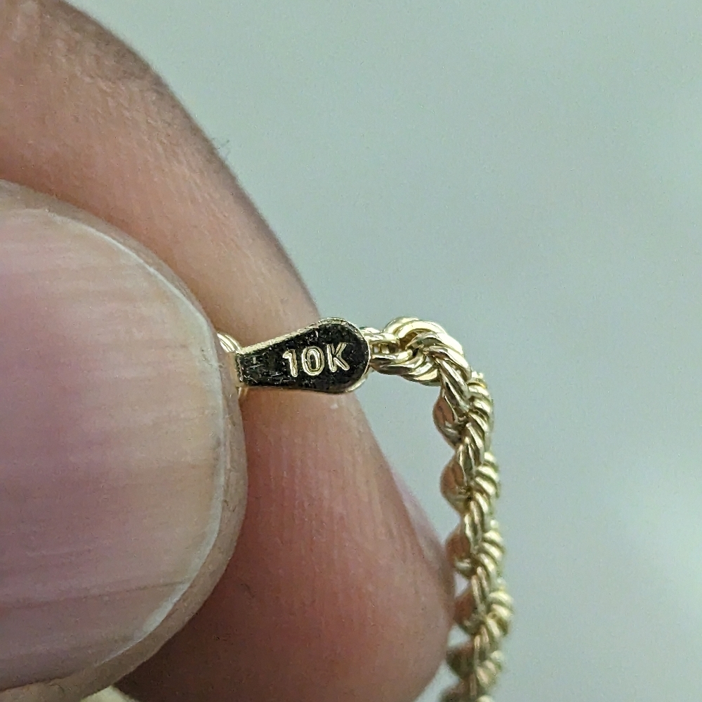 10kt Real Gold Rope Chain 2mm 22 Inch - Picture 7 of 8